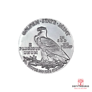 1/10 OZ SILVER ROUND INCUSE INDIAN DESIGN GOLDEN STATE MINT Reverse product photo