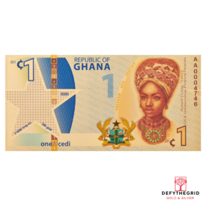 Republic of Ghana Liberty 1 Cedi Aurum 24k Gold Bill - 2020
