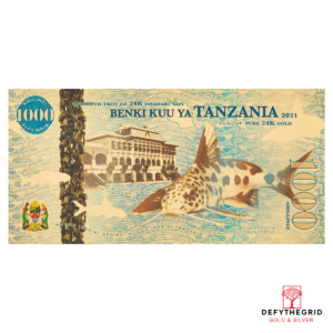 Tanzanian 1000 Shilling Kituo Cha Kigoma Aurum 24k Gold Bill