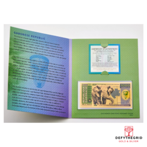 Gabon 1000 Franc Aurum 24k Gold Bill - In Folder