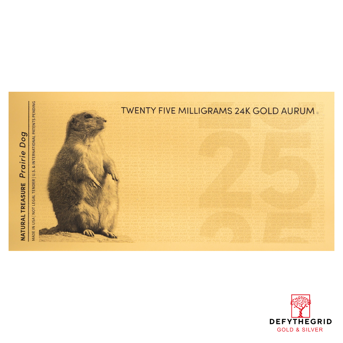 25mg Prairie Dog Aurum 24k Gold Bill - Image 2
