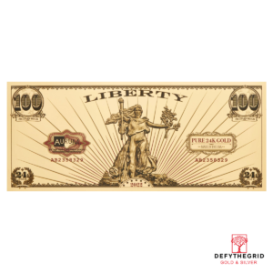100mg St. Gaudens' Liberty Aurum 24k Gold Bill