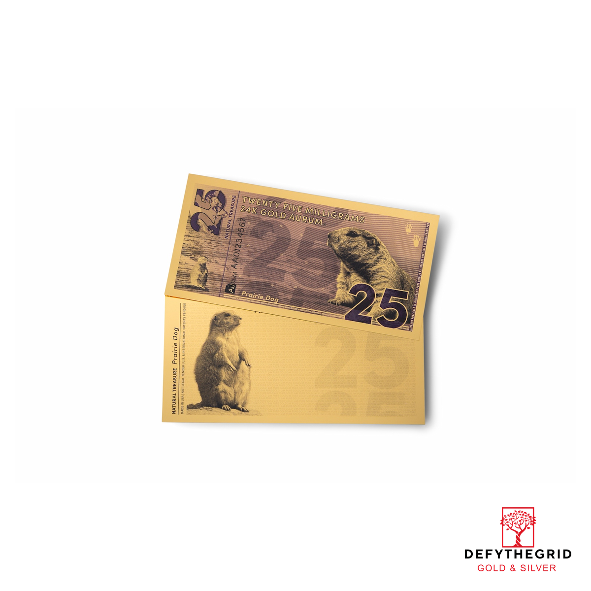 25mg Prairie Dog Aurum 24k Gold Bill - Image 3