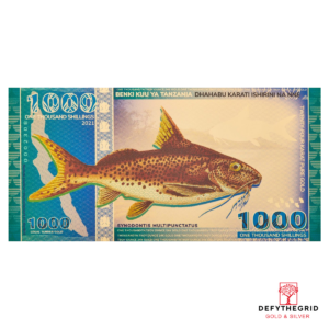 Tanzanian 1000 Shilling Lake Tanganyika Catfish Aurum 24k Gold Bill