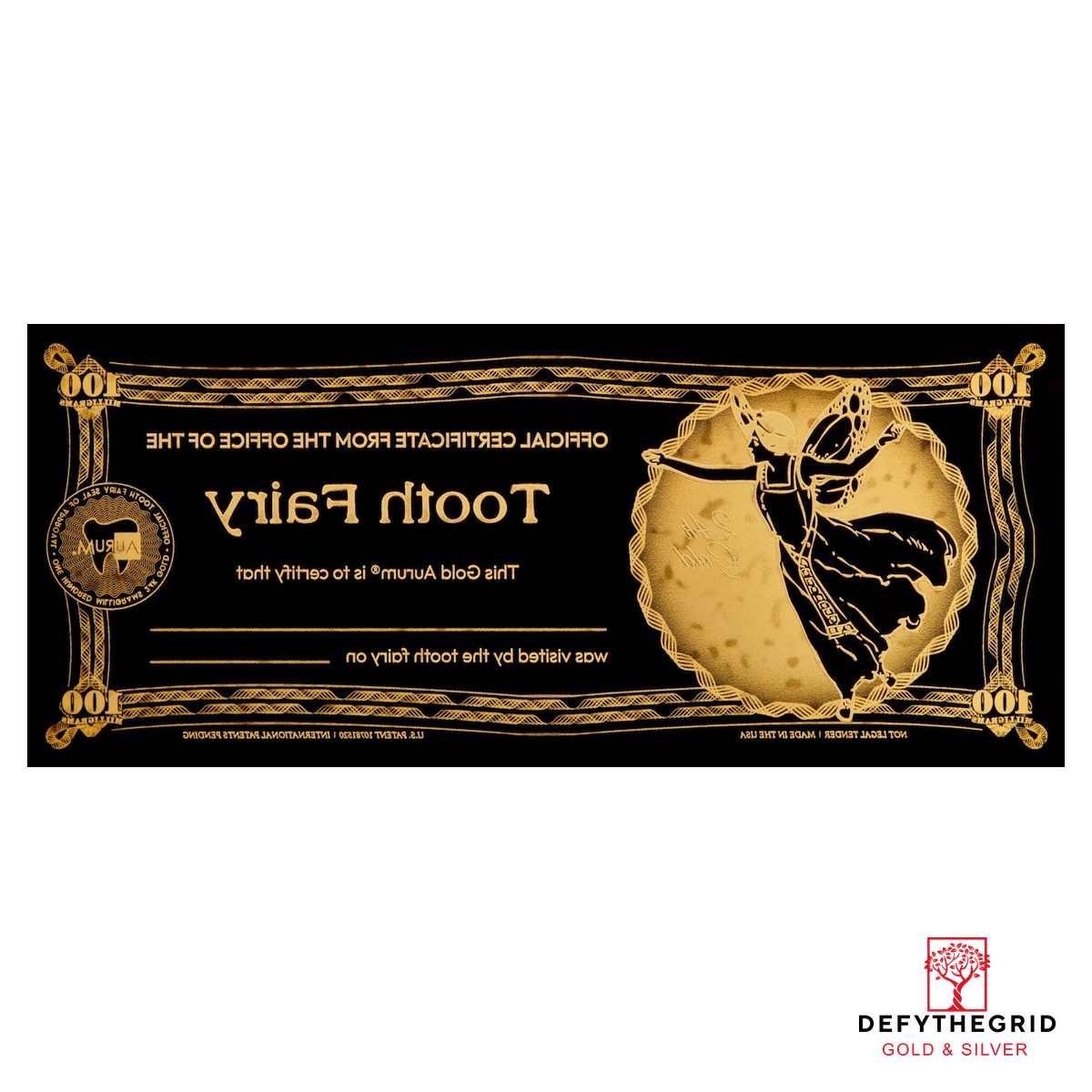 100mg Tooth Fairy Aurum 24k Gold Bill - Image 3