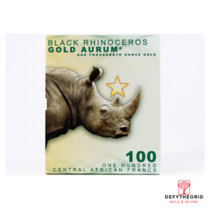 Republic of Cameroon 100 Francs CFA Black Rhinoceros Aurum 24k Gold Bill -In Folder