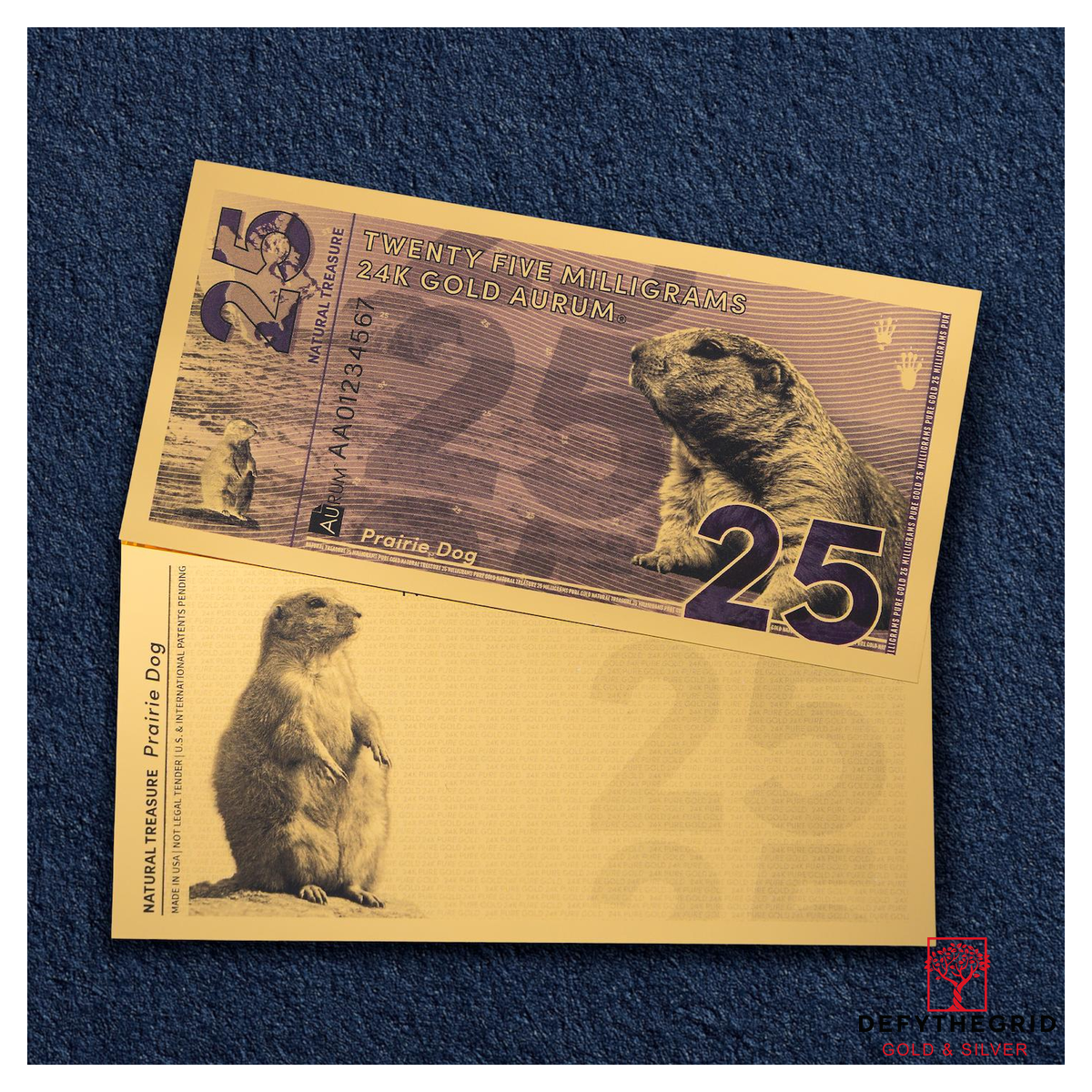 25mg Prairie Dog Aurum 24k Gold Bill - Image 4