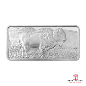 10 OZ SILVER BUFFALO BAR HIGHLAND MINT Obverse product photo