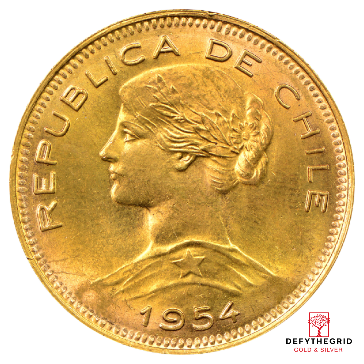 100 PESO CHILE GOLD COIN Obverse product photo