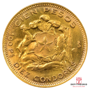 100 PESO CHILE GOLD COIN Reverse product photo