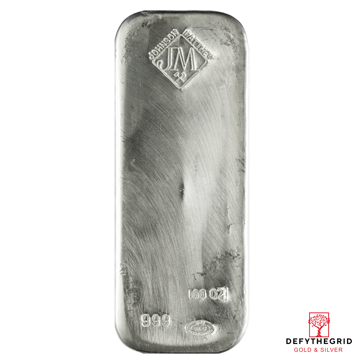 100 OZ SILVER BAR JOHNSON MATTHEY Obverse product photo