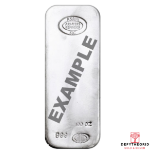 100 OZ SILVER BAR LBMA BRANDS Obverse product photo