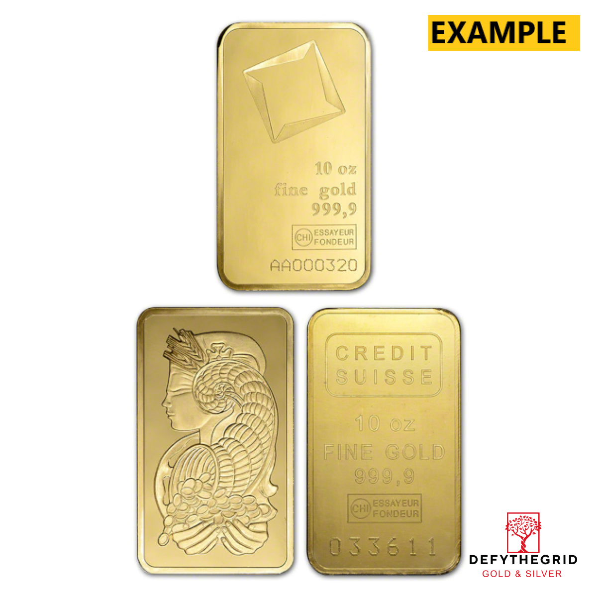 10 OZ GOLD BAR LBMA BRANDS Obverse product photo