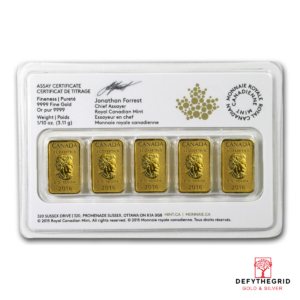 1/2 OZ CANADIAN GOLD 5 X 1/10 OZ BAR PACK Reverse product photo