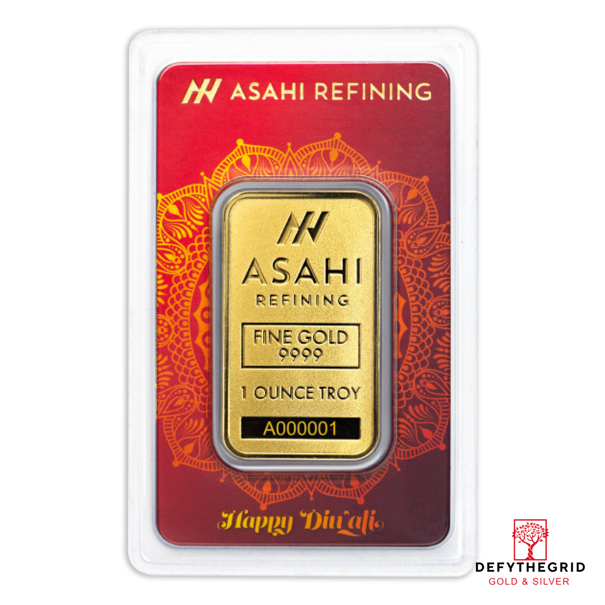 1 OZ GOLD BAR DIWALI ASAHI MINT Obverse product photo