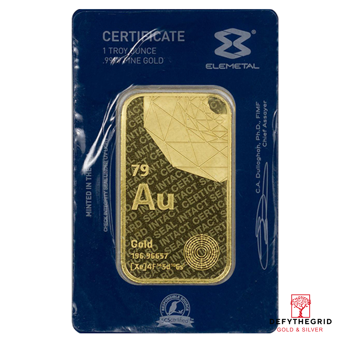 1 OZ GOLD BAR ELEMETAL OPM OR NTR Reverse product photo