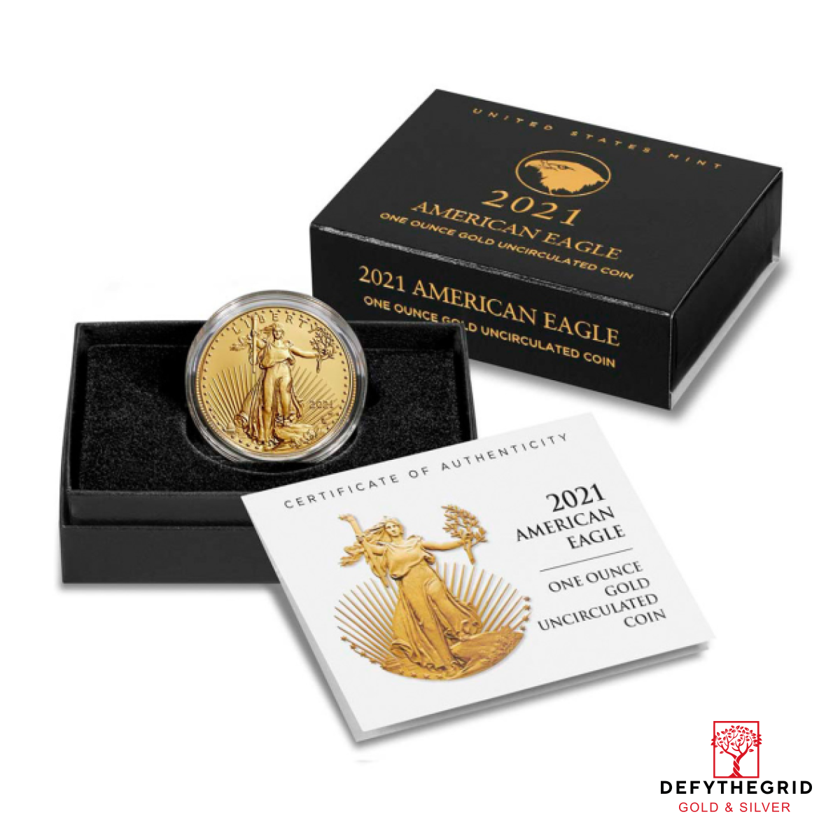 2021 W 1 OZ GOLD EAGLE TYPE 2 BURNISHED WITH OGP Obverse product photo