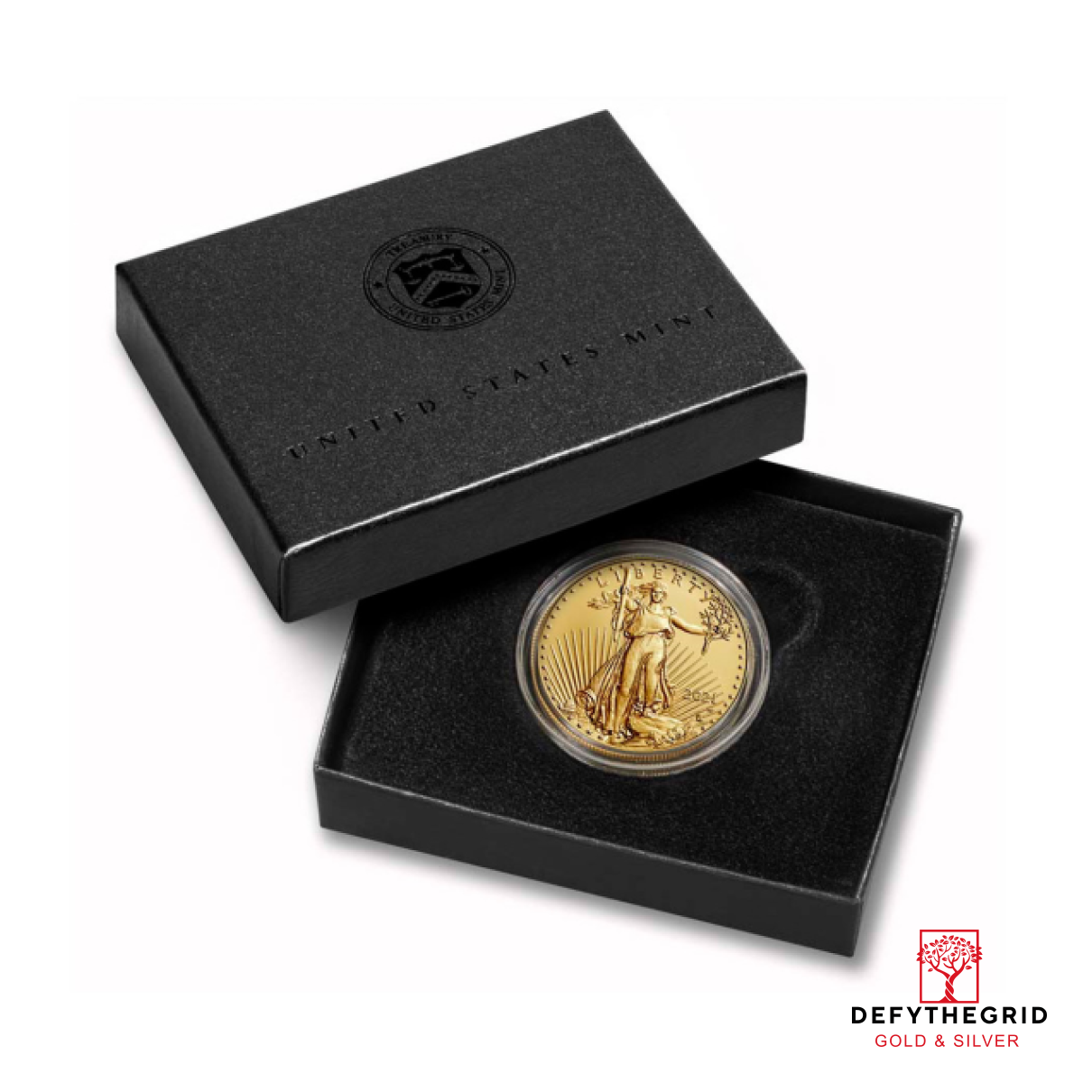 2021 W 1 OZ GOLD EAGLE TYPE 2 BURNISHED WITH OGP Reverse product photo