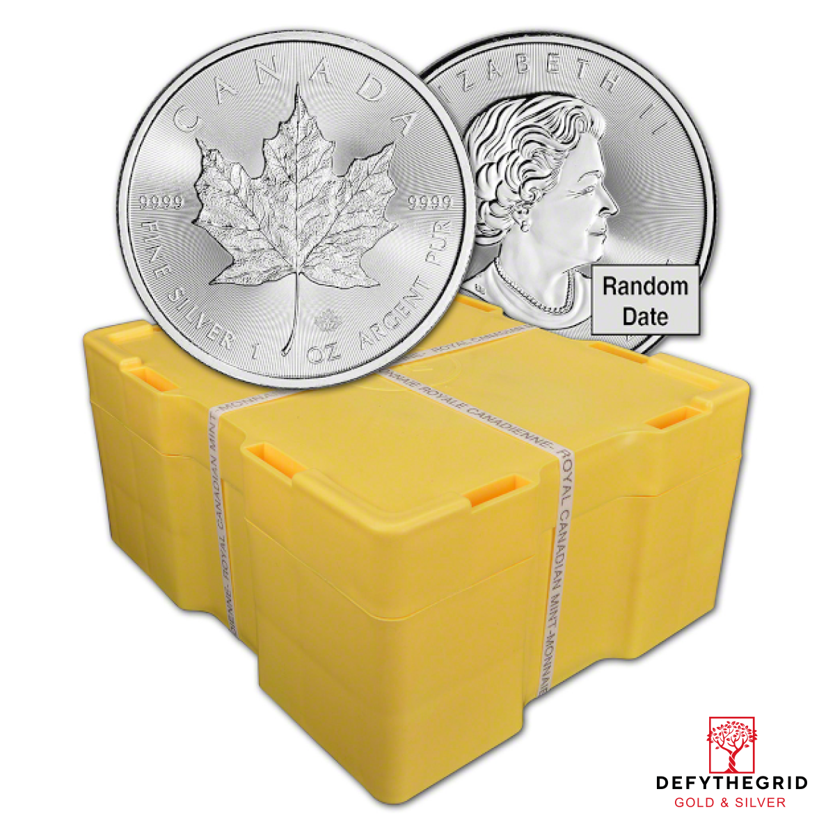 1 OZ CANADIAN SILVER MAPLE LEAF MINT SEALED BOX OF 500 Obverse product photo