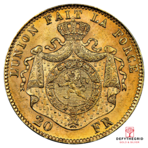 20 FRANC BELGIUM GOLD COIN Reverse product photo
