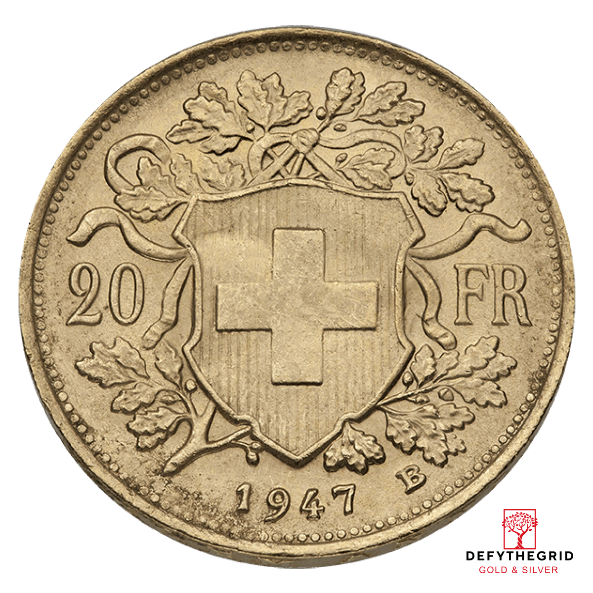 20 FRANC SWISS GOLD COIN Reverse product photo