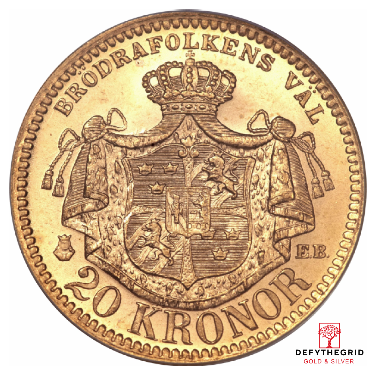 SWEDISH 20 KRONER GOLD Reverse product photo