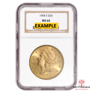 1904 $20 U.S. GOLD LIBERTY NGC64 S Obverse product photo