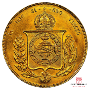 20000 REIS BRAZIL GOLD COIN .5286 agw Reverse product photo