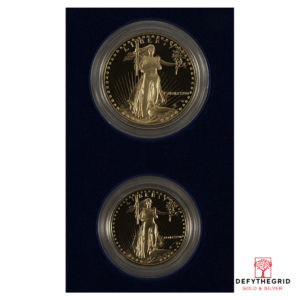 2 PIECE AMERICAN GOLD EAGLE SET PROOF WITH ORIGINAL BOX AND PAPERS Reverse product photo