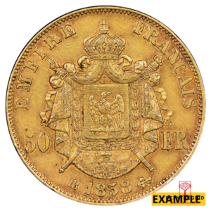50 FRANC FRENCH GOLD COIN Reverse product photo