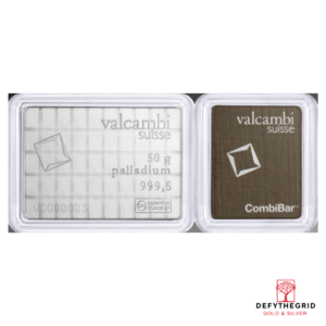 50 GRAM PALLADIUM COMBI-BAR VALCAMBI Obverse product photo