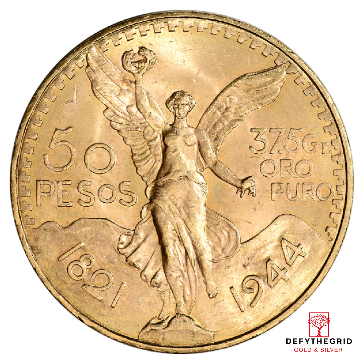 1944 MEXICO 50 PESO GOLD COIN Obverse product photo