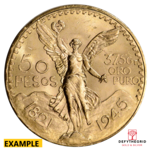 1945 MEXICO 50 PESO GOLD COIN Obverse product photo