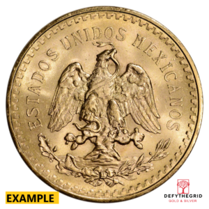1945 MEXICO 50 PESO GOLD COIN Reverse product photo