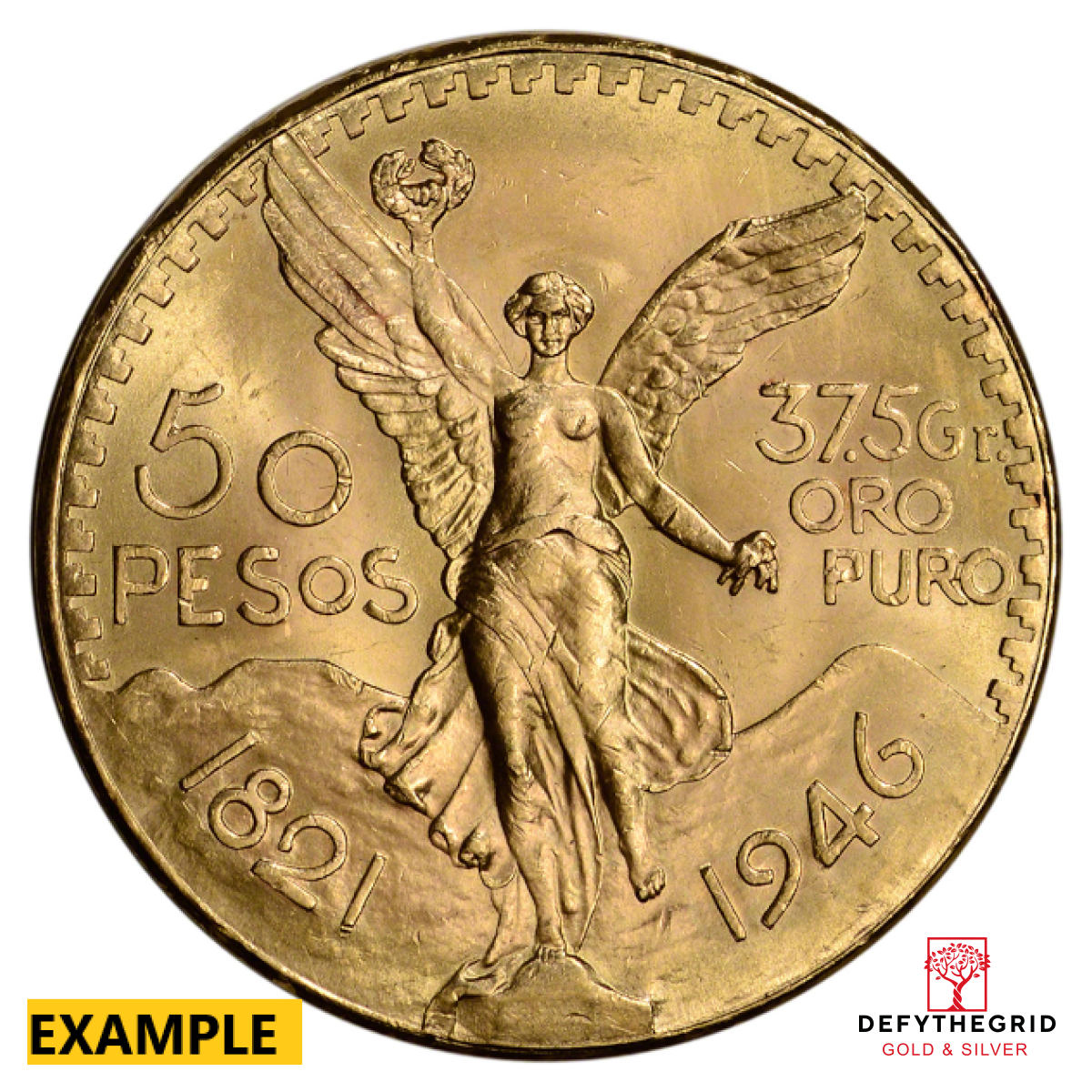 1946 MEXICO 50 PESO GOLD COIN Obverse product photo