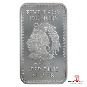 5 OZ SILVER BAR AZTEC CALENDAR Obverse product photo