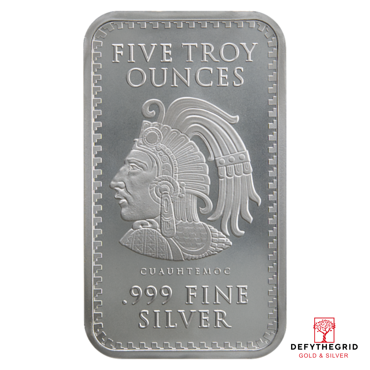 5 OZ SILVER BAR AZTEC CALENDAR Obverse product photo
