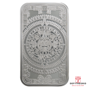 5 OZ SILVER BAR AZTEC CALENDAR Reverse product photo