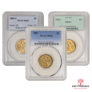 $5 U.S. GOLD LIBERTY PCGS61 Obverse product photo