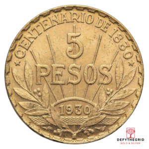 5 PESO URUGUAY GOLD COIN Obverse product photo