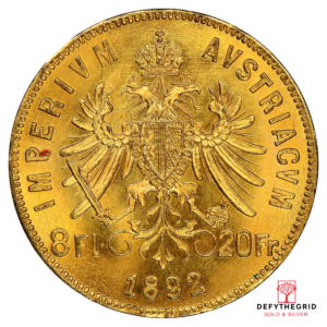 8 FLORIN AUSTRIAN GOLD COIN Reverse product photo