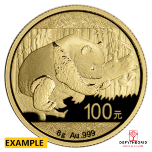 8 GRAM CHINESE GOLD PANDA NO PLASTIC Obverse product photo