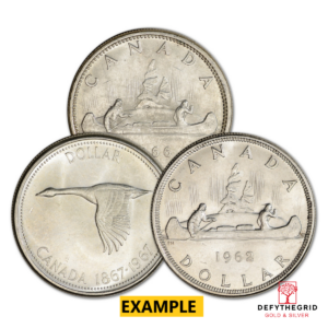 CANADIAN SILVER BU DOLLAR COINS ONLY (.80 FINE) Obverse product photo