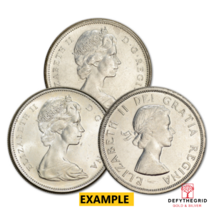 CANADIAN SILVER BU DOLLAR COINS ONLY (.80 FINE) Reverse product photo