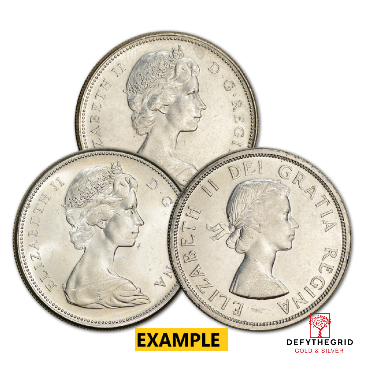 CANADIAN SILVER BU DOLLAR COINS ONLY (.80 FINE) Reverse product photo