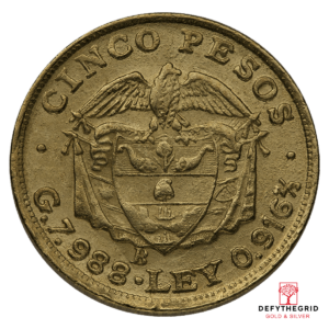 5 PESO COLOMBIAN GOLD COIN Obverse product photo