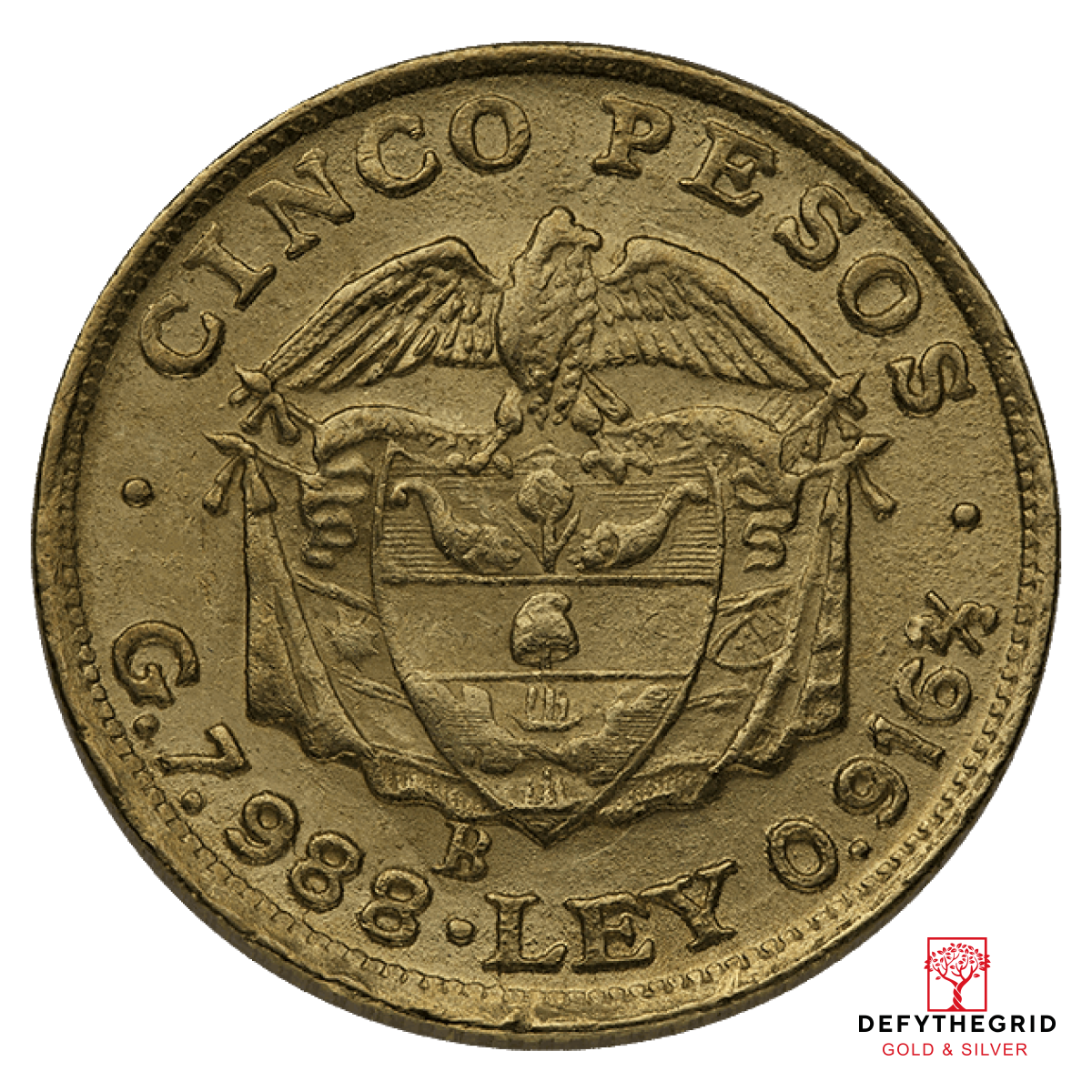 5 PESO COLOMBIAN GOLD COIN Obverse product photo