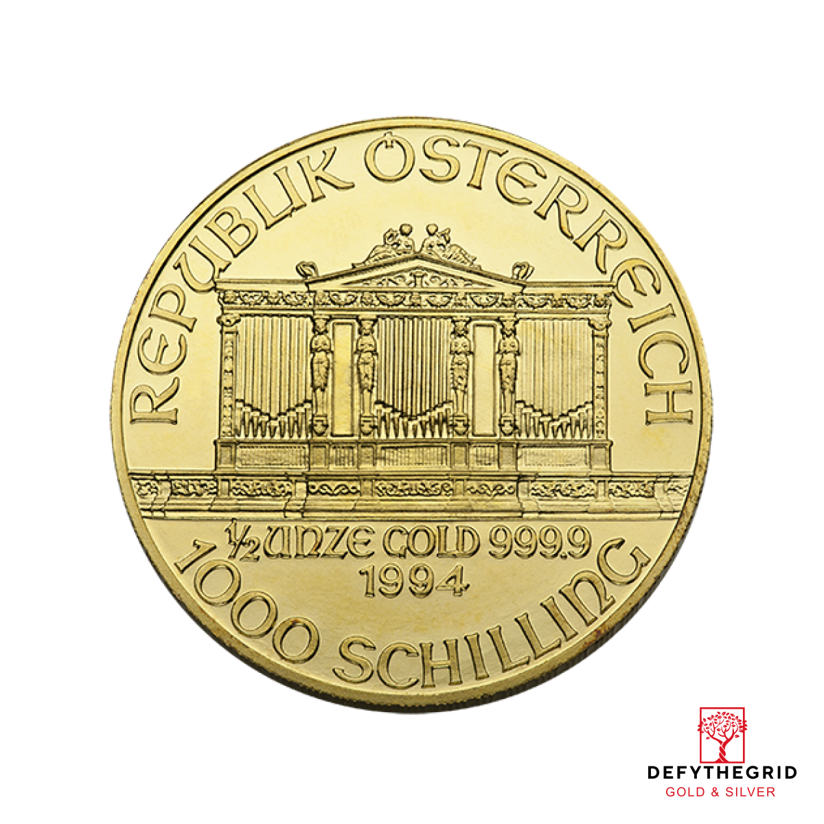 1/2 OZ AUSTRIAN GOLD PHILHARMONIC Reverse product photo