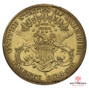 $20 U.S. GOLD LIBERTY LP, JEWELRY GRADE Reverse product photo