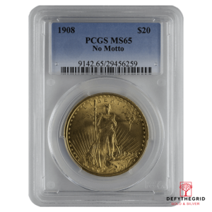 $20 U.S. GOLD SAINT PCGS65 NO MOTTO Obverse product photo